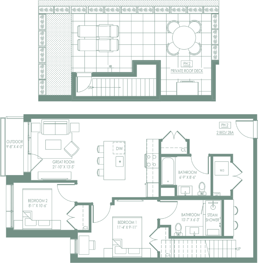 The Pine Floor Plan Penthouse 2 2 Bed 2 Bath
