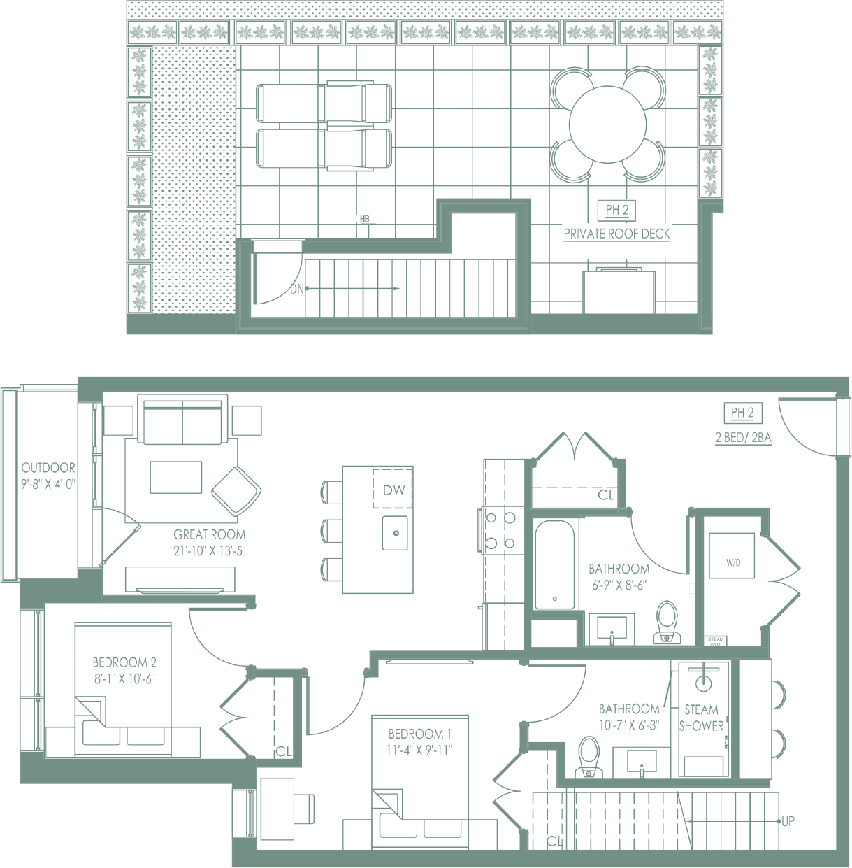 The Pine Floor Plan Penthouse 2 2 Bed 2 Bath