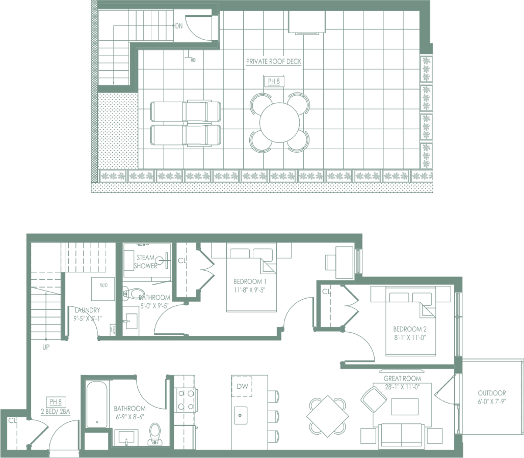 The Pine Floor Plan Penthouse 8 2 Bed 2 Bath